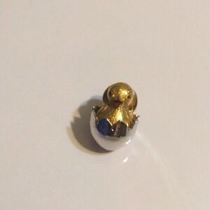 Vintage Avon silver and gold tone chick in egg tie tack/lapel pin